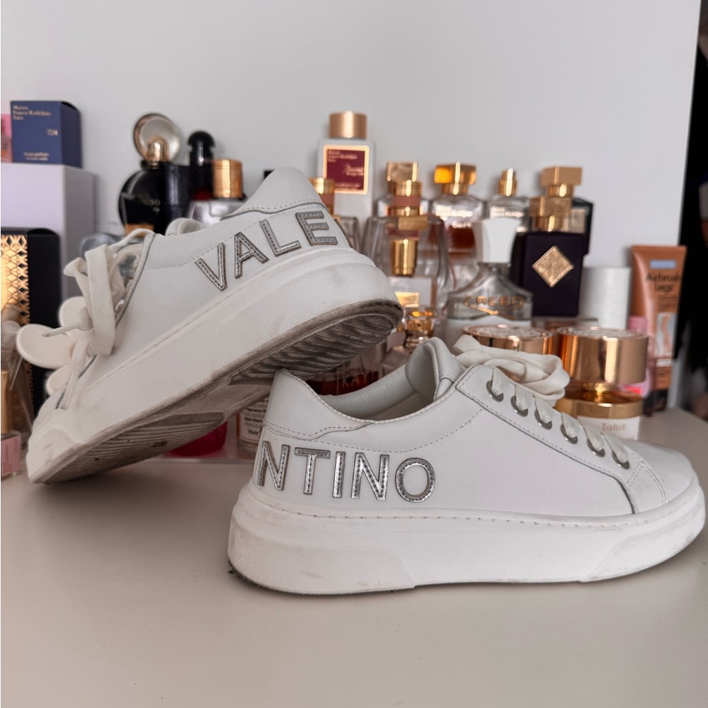 Valentino White Sneakers with Silver Accents